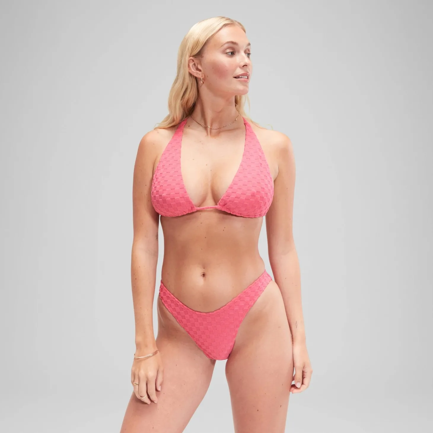 Haut de bikini FLU3NTE triangle en tissu éponge rose