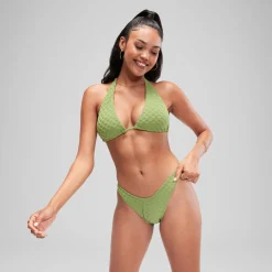 Haut de bikini FLU3NTE triangle en tissu éponge vert