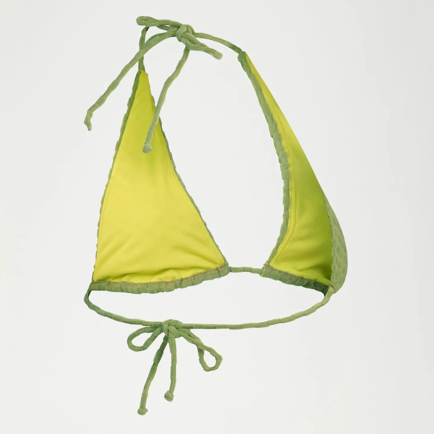 Haut de bikini FLU3NTE triangle en tissu éponge vert