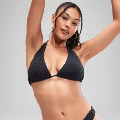 Haut de bikini FLU3NTE triangle en tissu éponge gris
