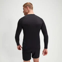 Haut Rash Homme Endurance+ Splice noir/bleu sarcelle