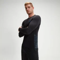 Haut Rash Homme Endurance+ Splice noir/bleu sarcelle