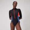 L/S 1 pièce color-block zippé pour Femmes Dragon Fire