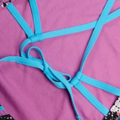 Maillot de bain à nouer au dos Allover Digital pour Femmes Noir/Vert matcha/Rouge sirène