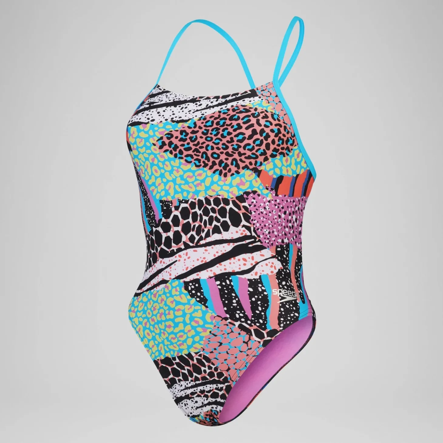 Maillot de bain à nouer au dos Allover Digital pour Femmes Noir/Vert matcha/Rouge sirène