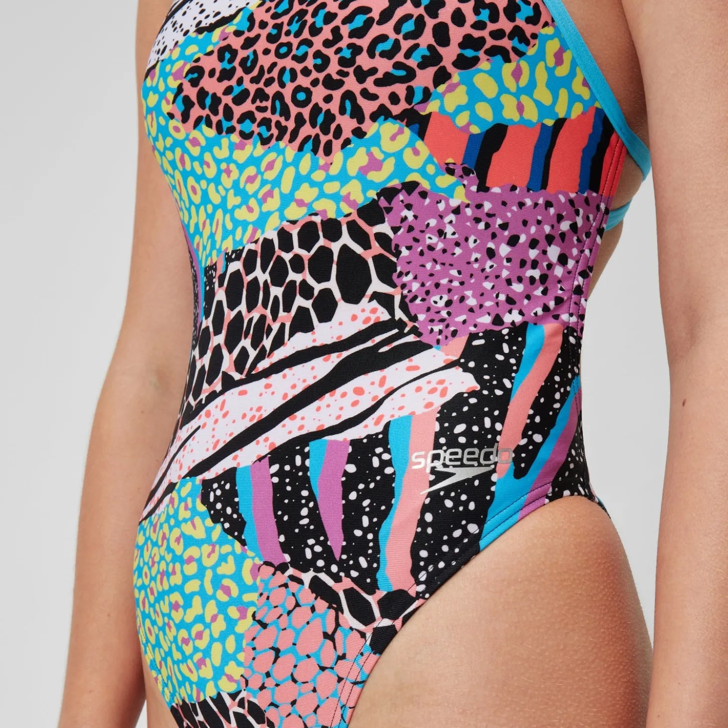Maillot de bain à nouer au dos Allover Digital pour Femmes Noir/Vert matcha/Rouge sirène