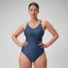 Maillot de bain 1 pièce à bretelles Shaping pour Femmes Bleu épicéa