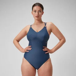 Maillot de bain 1 pièce à bretelles Shaping pour Femmes Bleu épicéa