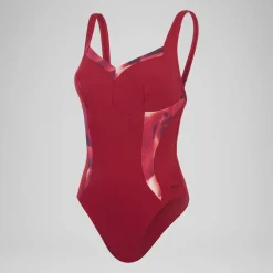 Maillot de bain 1 pièce à imprimé Shaping LunaElustre pour Femmes Rouge/Violet