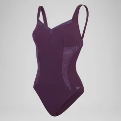 Maillot de bain 1 pièce à imprimé Shaping LunaElustre pour Femmes Prune dandy