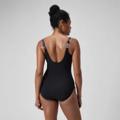 Maillot de bain 1 pièce Femmes Shaping LunaLustre imprimé pour Femmes Noir/Gris oxydé/Blanc