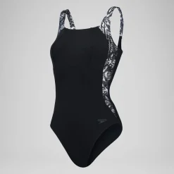 Maillot de bain 1 pièce Femmes Shaping LunaLustre imprimé pour Femmes Noir/Gris oxydé/Blanc