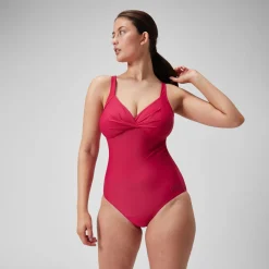 Maillot de bain 1 pièce galbant noué croisé pour Femmes Violet