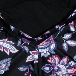 Maillot de bain 1 pièce galbant à bretelles et imprimé pour Femmes Noir/Violet