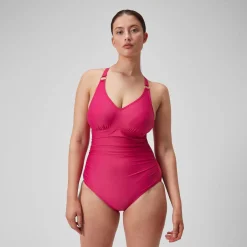 Maillot de bain 1 pièce Shaping à encolure en V pour Femmes Magenta Brume