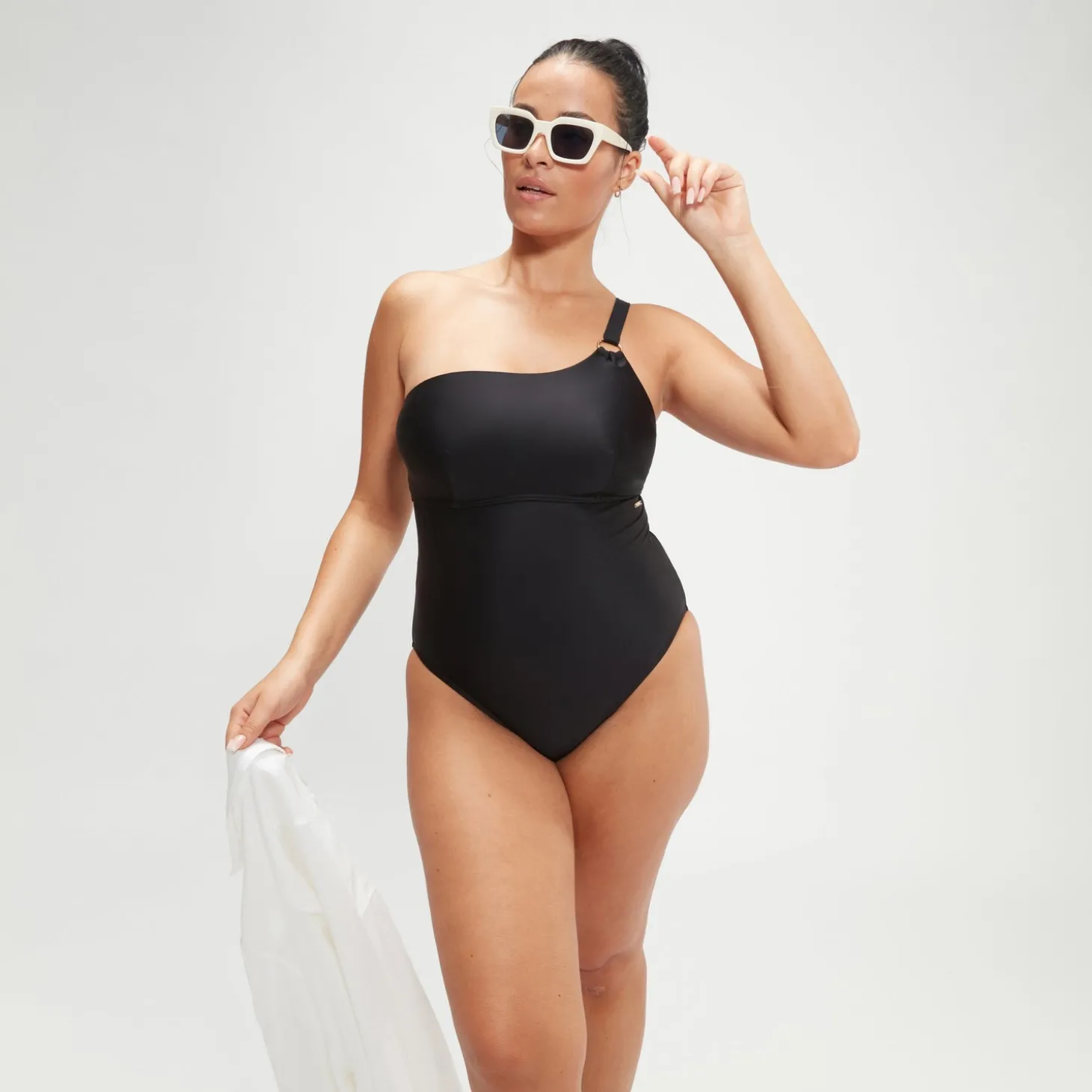 Maillot de bain asymétrique Femme effet galbant noir