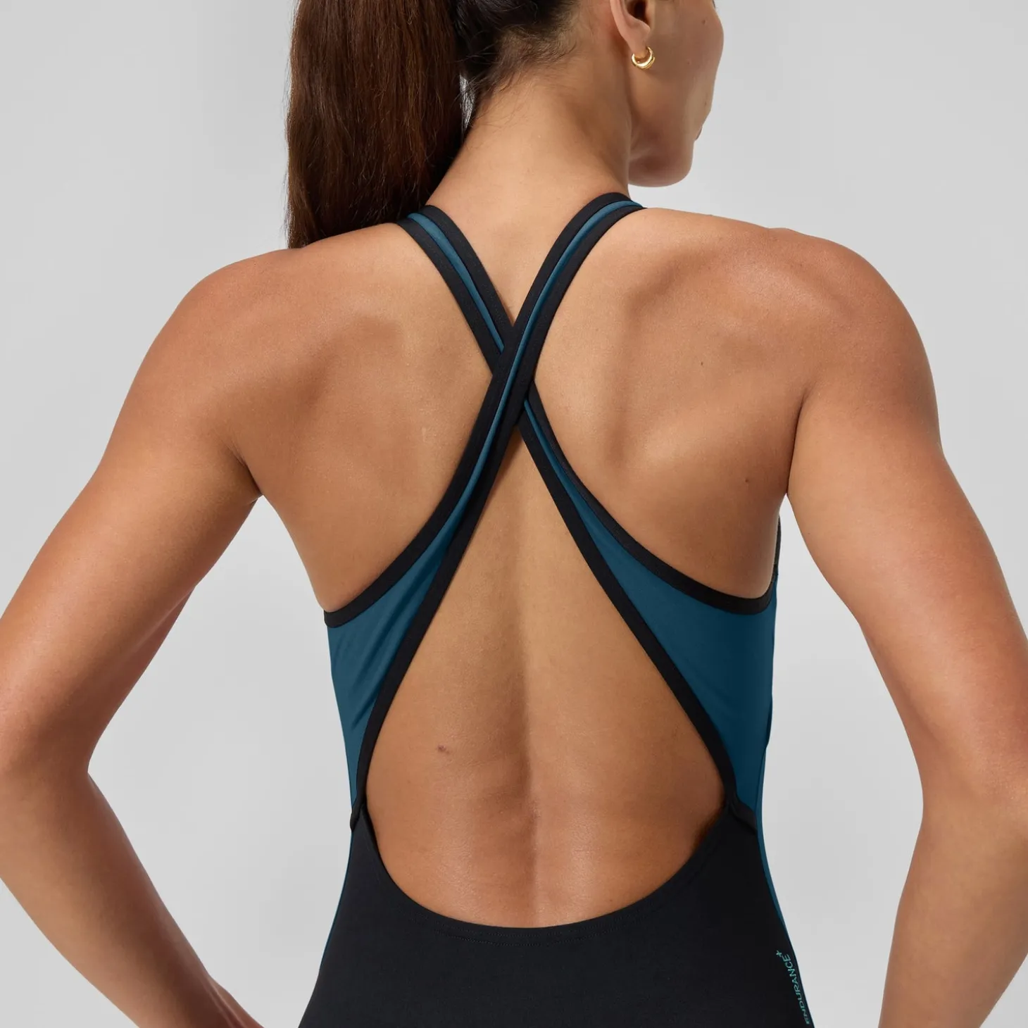 Maillot de bain Femme à col haut Splice Crossback sarcelle foncé/vert
