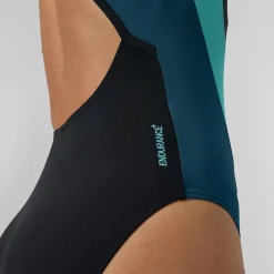 Maillot de bain Femme à col haut Splice Crossback sarcelle foncé/vert