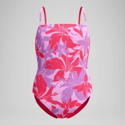Maillot de bain Femme ajustable à fines bretelles et imprimés rouge
