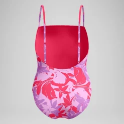 Maillot de bain Femme ajustable à fines bretelles et imprimés rouge