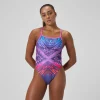 Maillot de bain Femme Club Training Placement dos en V rose/bleu