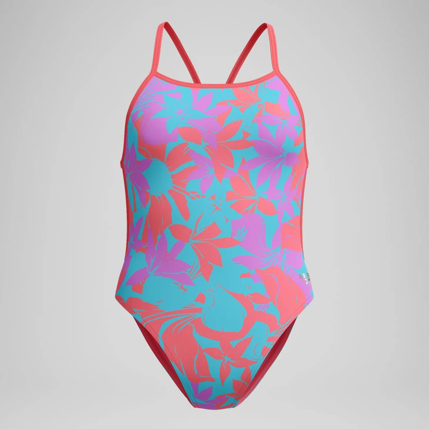 Maillot de bain Femme Club Training dos en V et imprimé rose/vert