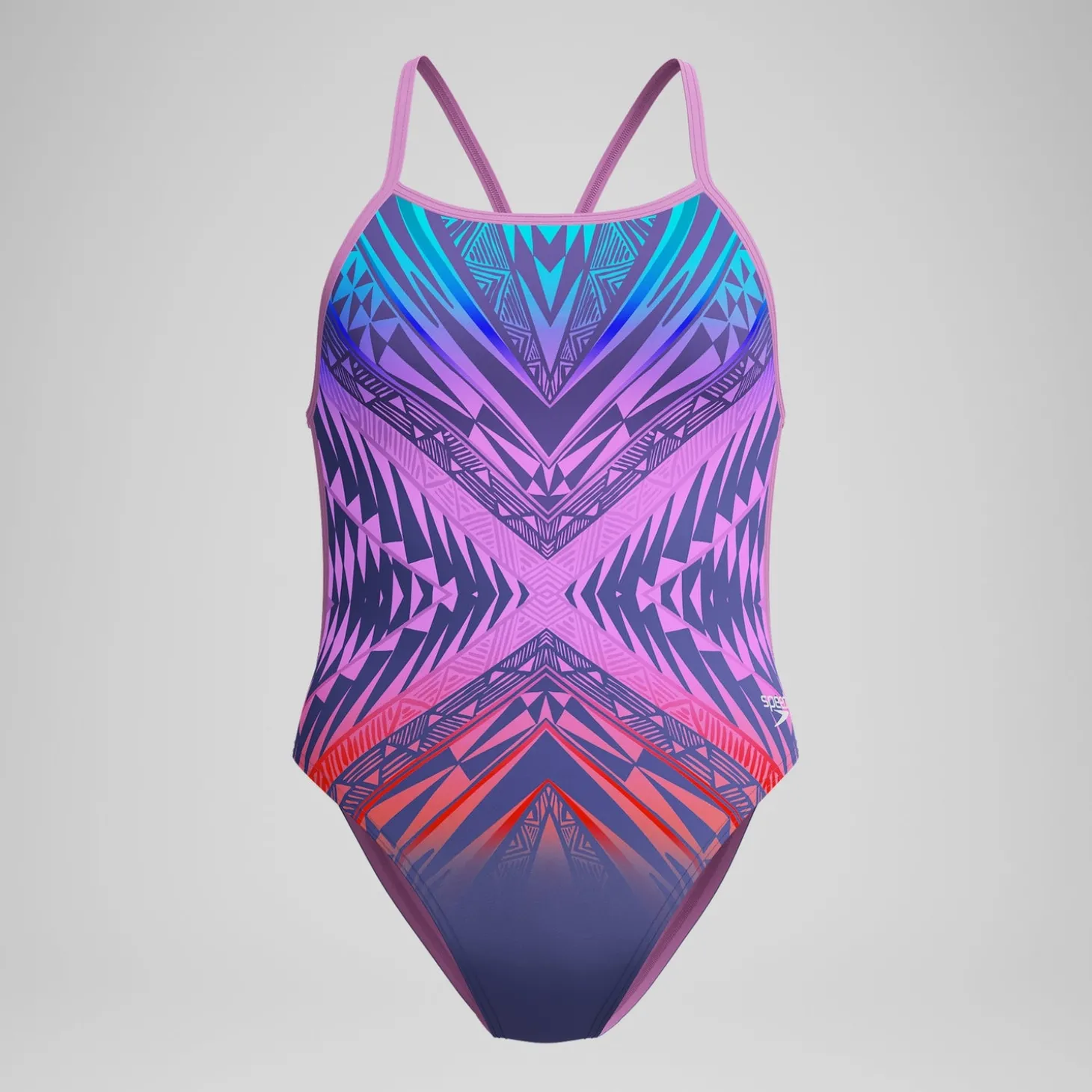 Maillot de bain Femme Club Training Placement dos en V rose/bleu