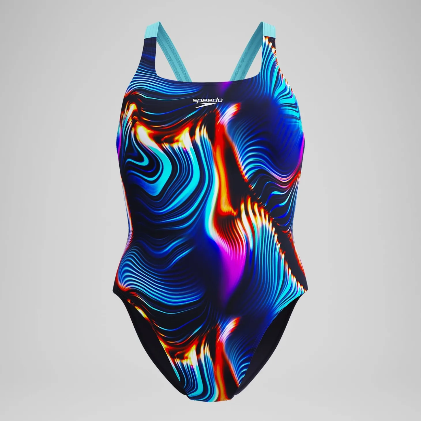 Maillot de bain Femme Club Training Leaderback imprimé noir/bleu