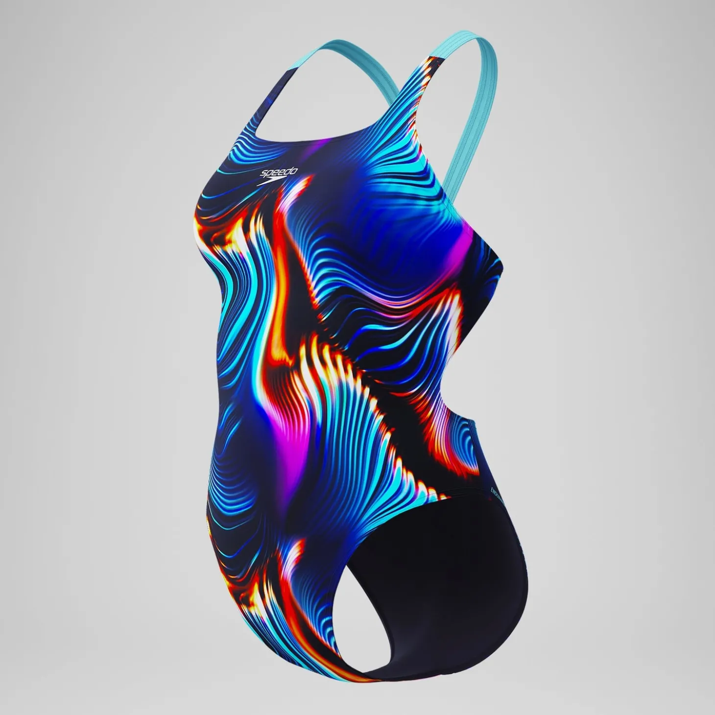 Maillot de bain Femme Club Training Leaderback imprimé noir/bleu