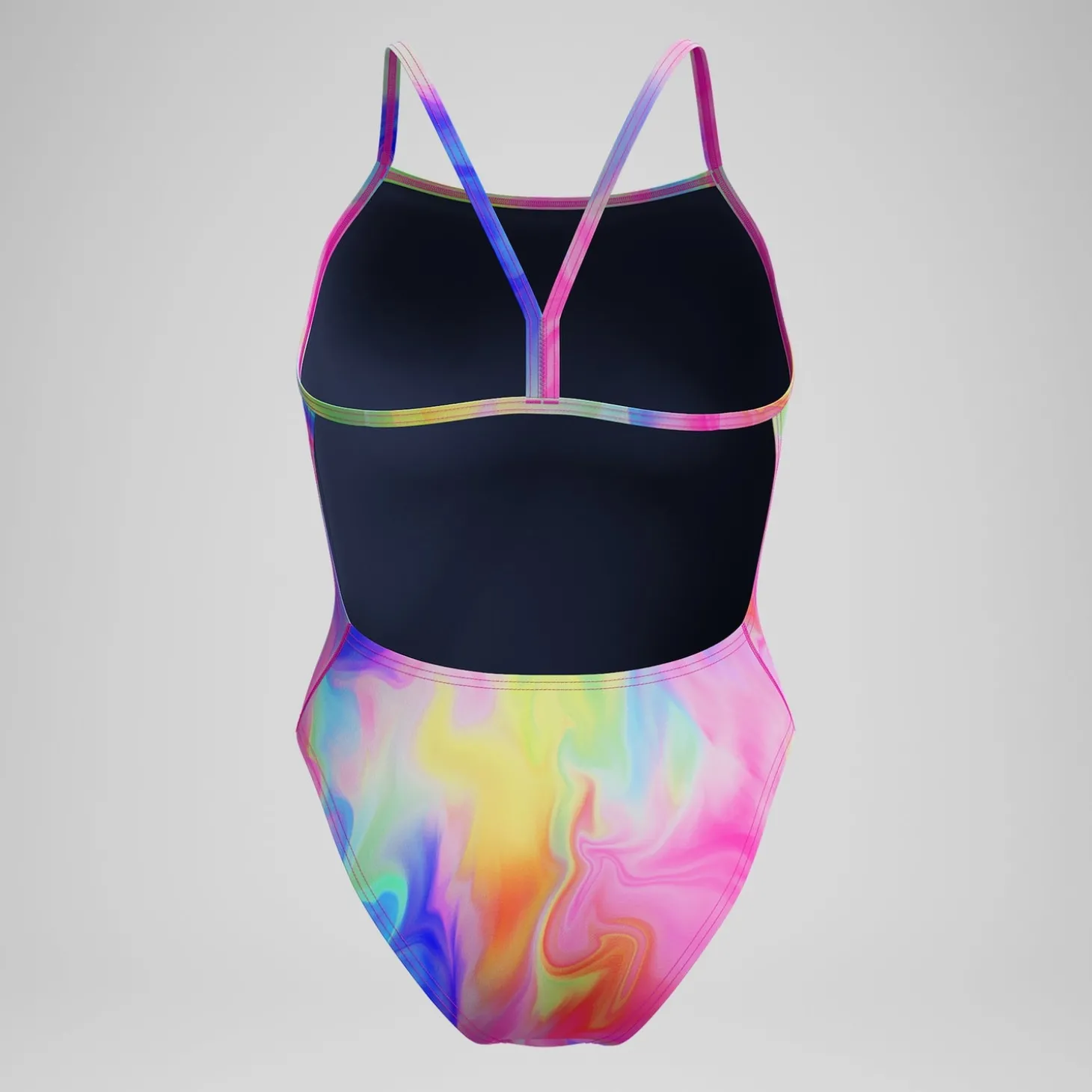 Maillot de bain Femme Club Training dos en V et imprimé rose/jaune