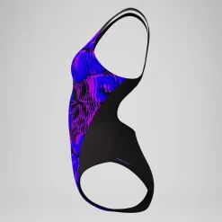 Maillot de bain Femme Club Training Recordback imprimé noir/bleu