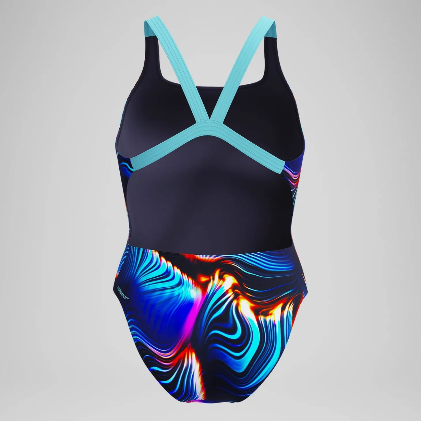 Maillot de bain Femme Club Training Leaderback imprimé noir/bleu