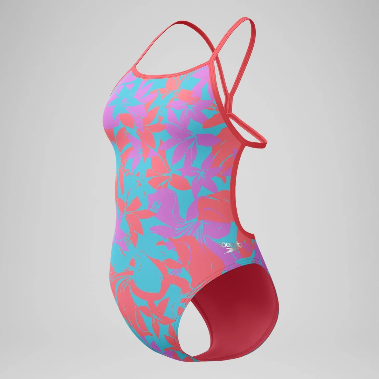 Maillot de bain Femme Club Training dos en V et imprimé rose/vert