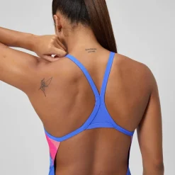 Maillot de bain Femme Club Training Turnback imprimé bleu/rose