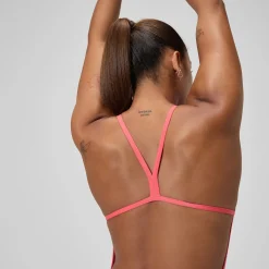 Maillot de bain Femme Club Training dos en V et imprimé rose/vert