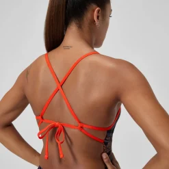 Maillot de bain Femme Club Training Tie Back imprimé noir/rouge