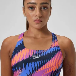 Maillot de bain Femme Club Training Powerback imprimé bleu/rose