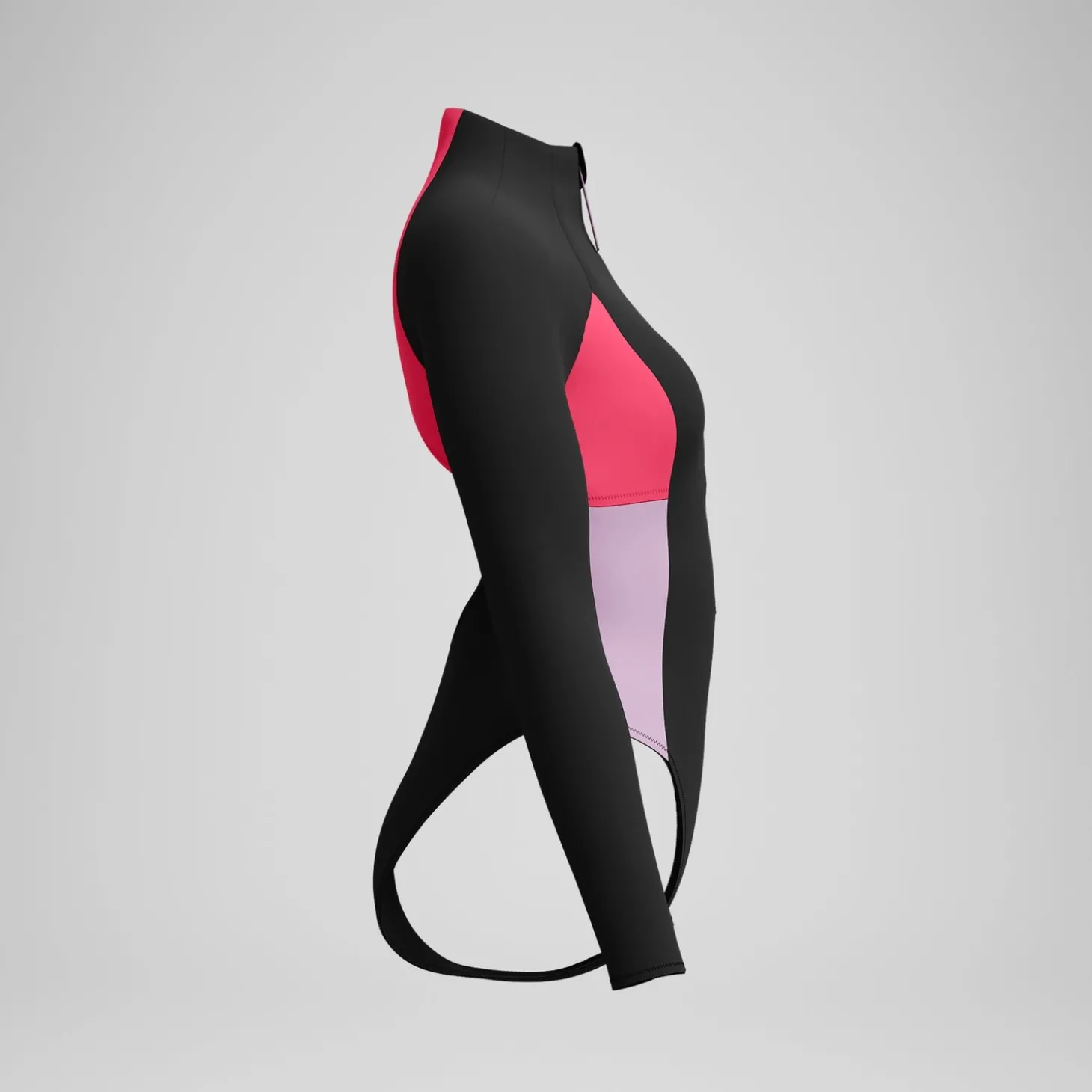 Maillot de bain Femme Colourblock zippé à manches longues noir/rouge