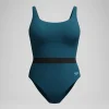 Maillot de bain Femme effet galbant LuniaGlow sarcelle foncé/noir
