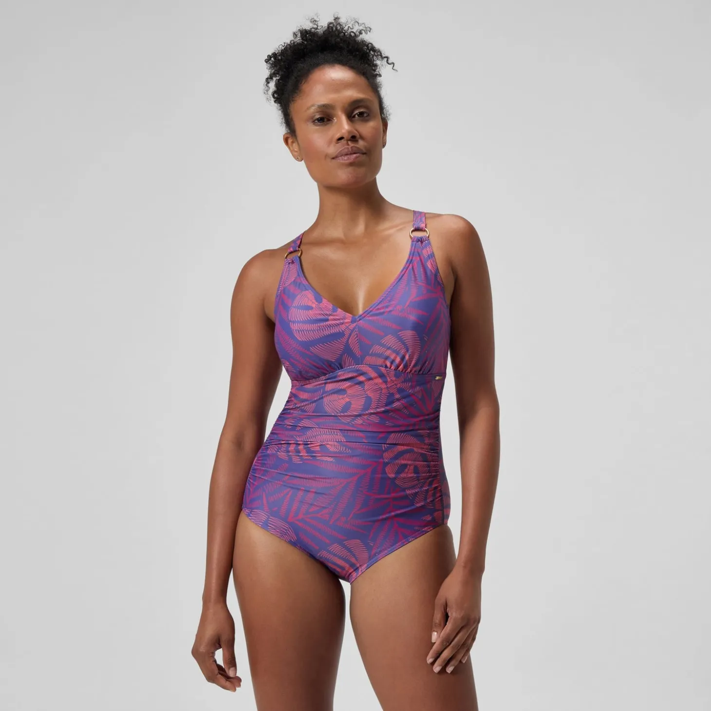 Maillot de bain Femme effet galbant V Neck rose/orange