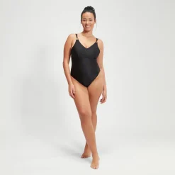 Maillot de bain Femme effet galbant à bretelles noir