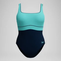 Maillot de bain Femme effet galbant Contour Eclipse bleu marine/turquoise