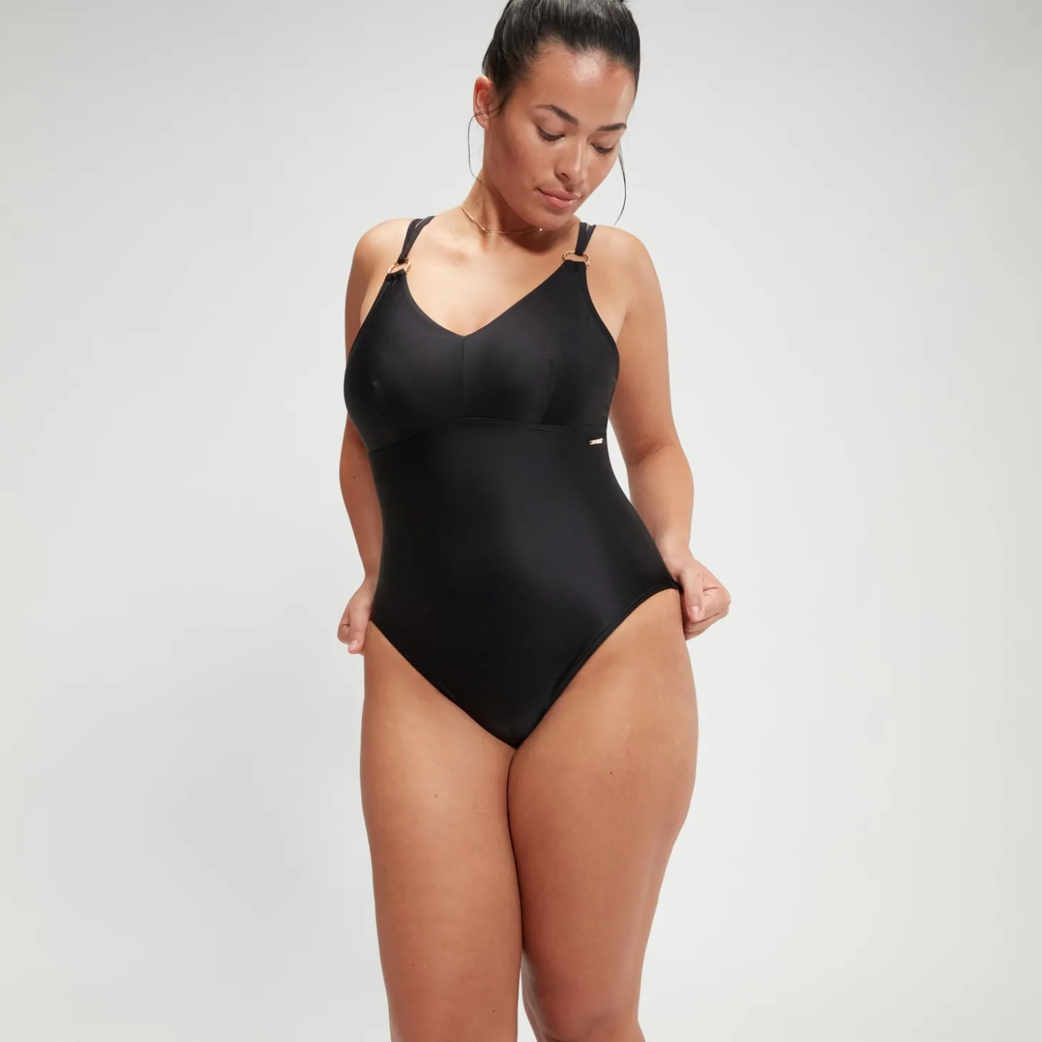 Maillot de bain Femme effet galbant à bretelles noir