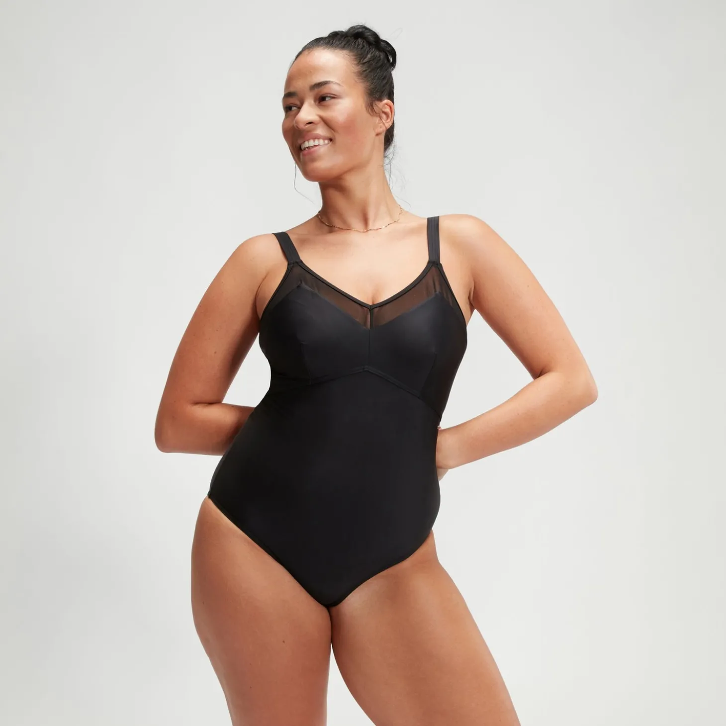 Maillot de bain Femme effet galbant détails en maille Asymmetric noir