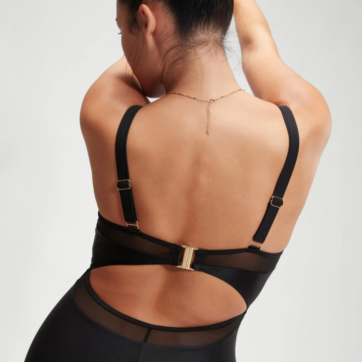 Maillot de bain Femme effet galbant détails en maille Asymmetric noir