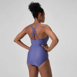 Maillot de bain Femme effet galbant V Neck bleu