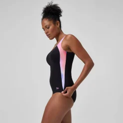 Maillot de bain Femme effet galbant imprimé LunaLustre noir/rose