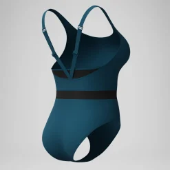 Maillot de bain Femme effet galbant LuniaGlow sarcelle foncé/noir