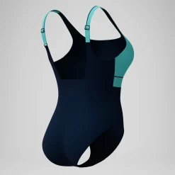 Maillot de bain Femme effet galbant Contour Eclipse bleu marine/turquoise
