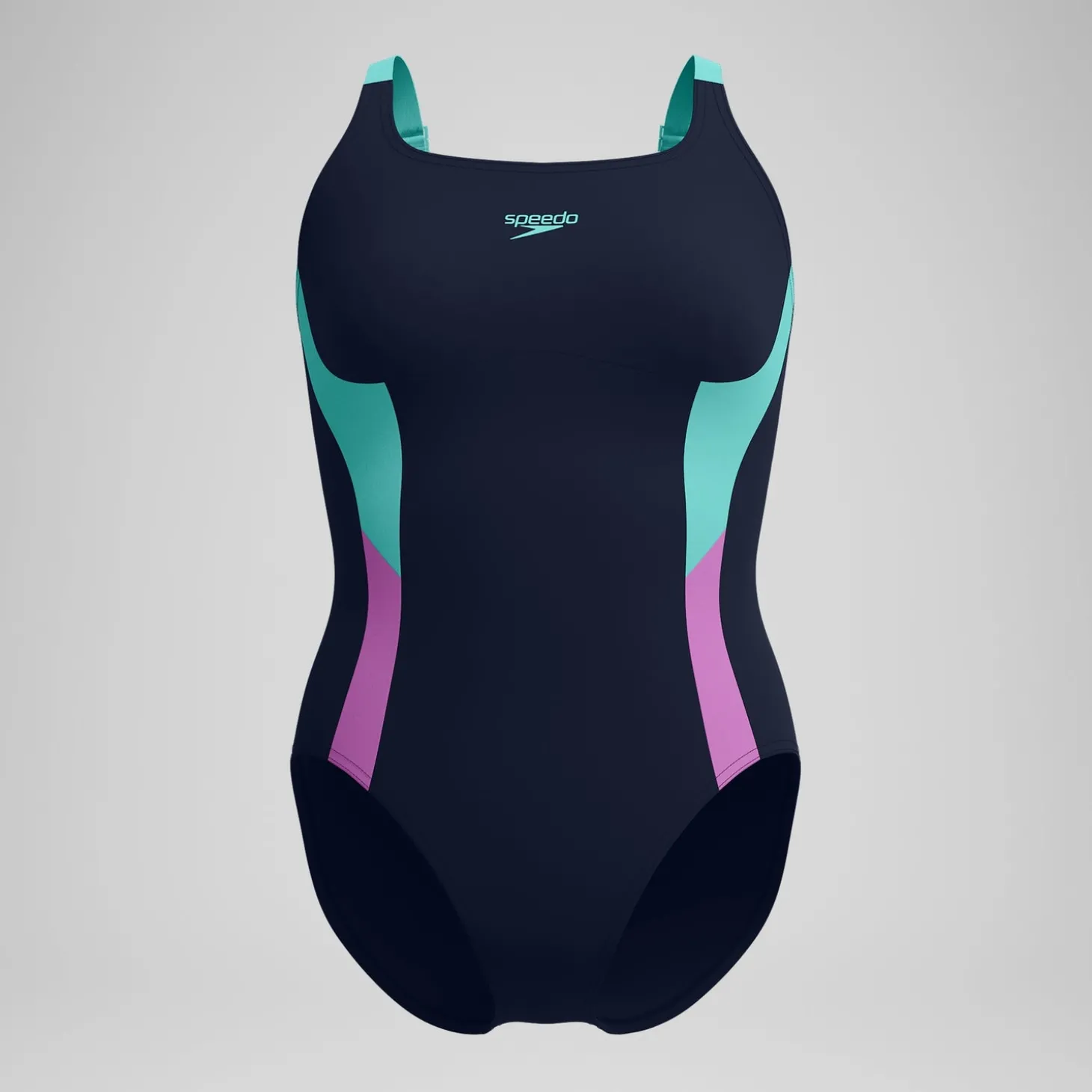 Maillot de bain Femme effet galbant Solid Splice bleu marine/vert